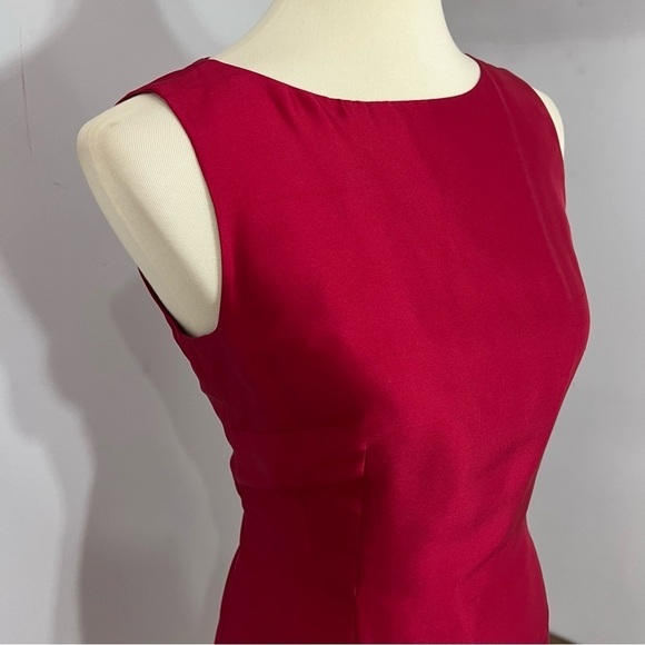 Vintage Talbots red silk midi dress and colorful plaid collarless blazer jacket - Picture 7 of 13